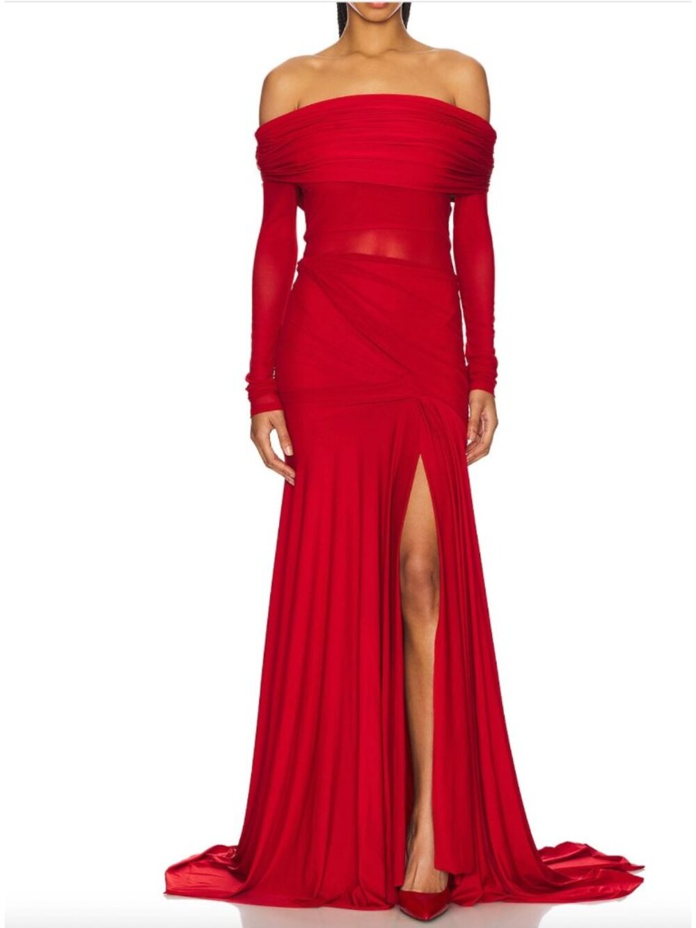 Deme by Gabriella RED Carla Off Shoulder Maxi Gown - Size XS